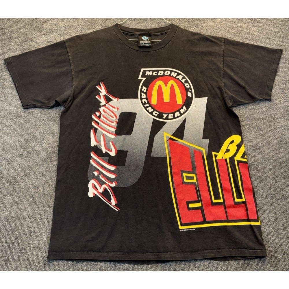 Vintage 1993 Bill Elliott #94 McDonald's NASCAR T-Shirt Men's XL All Over Print
